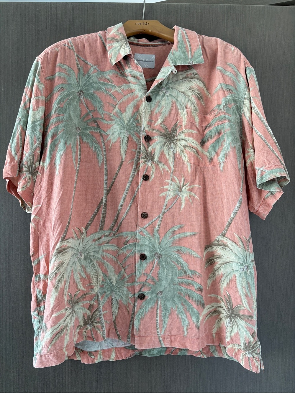 Tommy Bahama Silk Palm Shirt Pink - Size Large